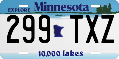 MN license plate 299TXZ