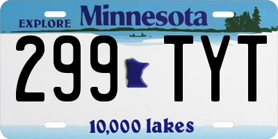 MN license plate 299TYT