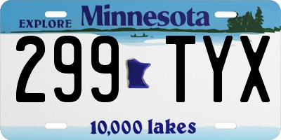 MN license plate 299TYX