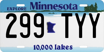 MN license plate 299TYY