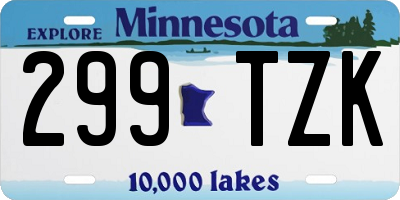 MN license plate 299TZK