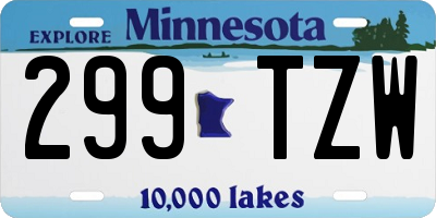 MN license plate 299TZW