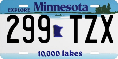 MN license plate 299TZX