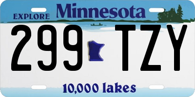 MN license plate 299TZY