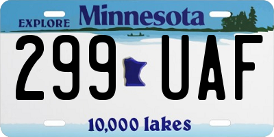MN license plate 299UAF