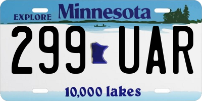 MN license plate 299UAR