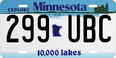 MN license plate 299UBC