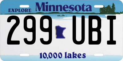 MN license plate 299UBI