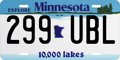 MN license plate 299UBL