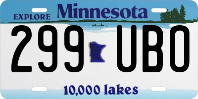 MN license plate 299UBO