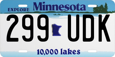 MN license plate 299UDK