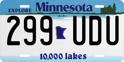 MN license plate 299UDU