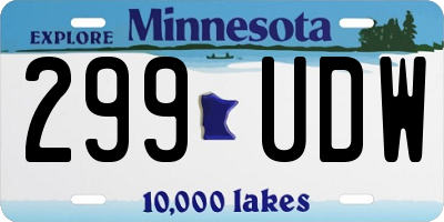 MN license plate 299UDW