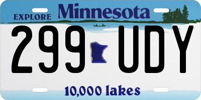 MN license plate 299UDY
