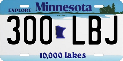 MN license plate 300LBJ