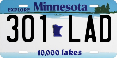 MN license plate 301LAD