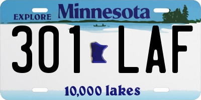 MN license plate 301LAF