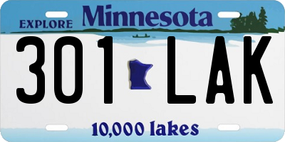 MN license plate 301LAK