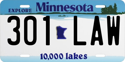 MN license plate 301LAW