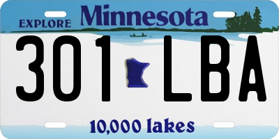 MN license plate 301LBA