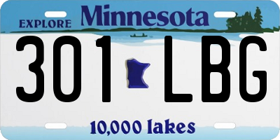 MN license plate 301LBG