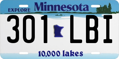 MN license plate 301LBI