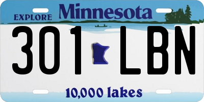 MN license plate 301LBN