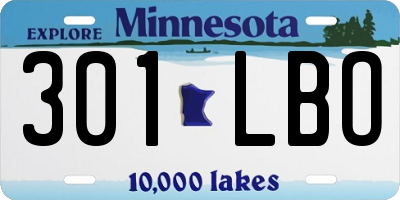 MN license plate 301LBO