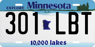 MN license plate 301LBT