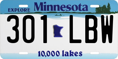 MN license plate 301LBW