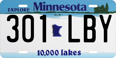 MN license plate 301LBY