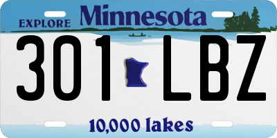 MN license plate 301LBZ