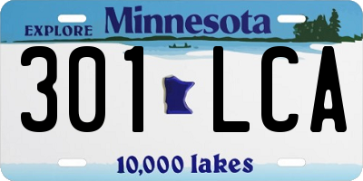 MN license plate 301LCA