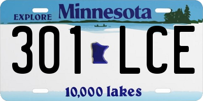 MN license plate 301LCE