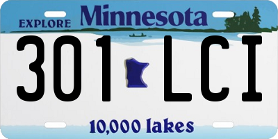 MN license plate 301LCI