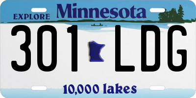 MN license plate 301LDG