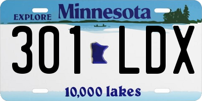 MN license plate 301LDX