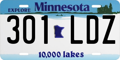 MN license plate 301LDZ