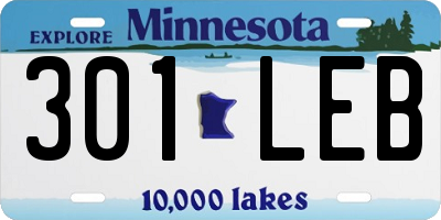 MN license plate 301LEB