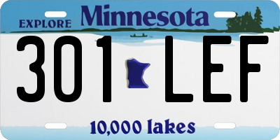 MN license plate 301LEF