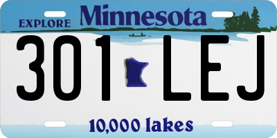 MN license plate 301LEJ