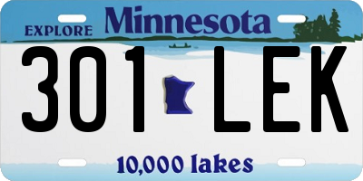 MN license plate 301LEK