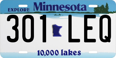 MN license plate 301LEQ