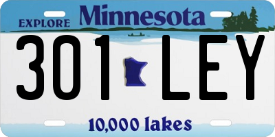 MN license plate 301LEY