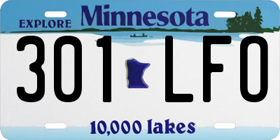 MN license plate 301LFO