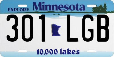 MN license plate 301LGB