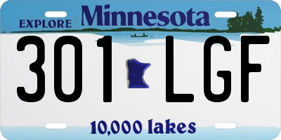 MN license plate 301LGF