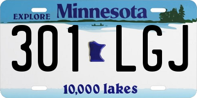 MN license plate 301LGJ
