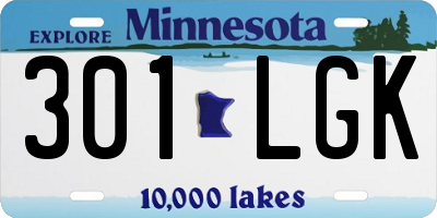 MN license plate 301LGK