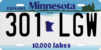 MN license plate 301LGW